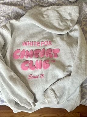 White Fox  Gray & Pink Hoodie- size XS/S